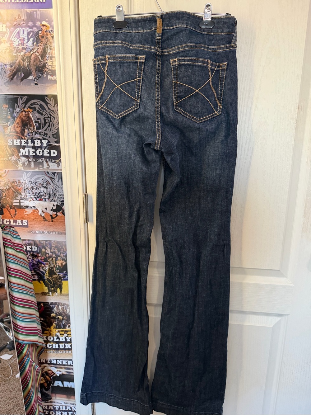 Ariat Dark Wash Bootcut Jeans - Dark Blue with Tan Stitching